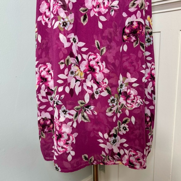 White House Black Market Purple Floral Tie Neck Chiffon Choker Shift Dress 10 - Picture 6 of 11